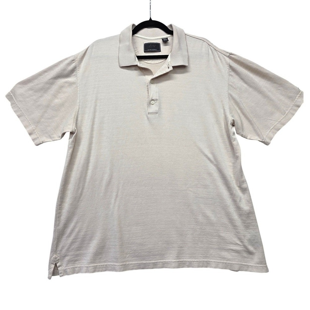 Greg Norman Shark Mens XL Tan Textured Short Sleeve Golf Polo Shirt Beige Casual